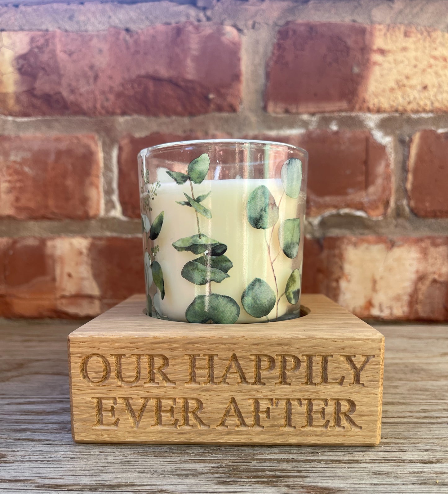 Personalised Oak Candle Holder