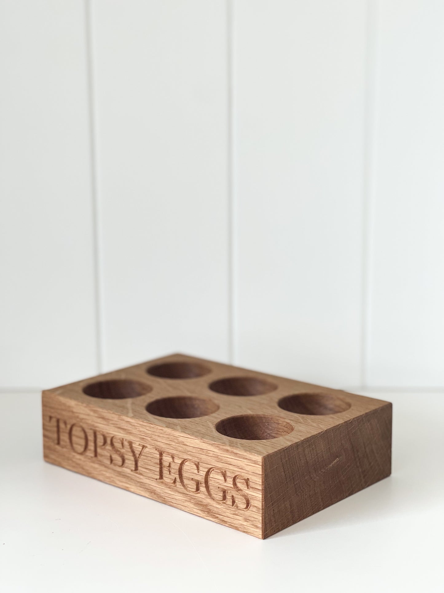Solid Oak 6 Egg Holder Personalised UK Made