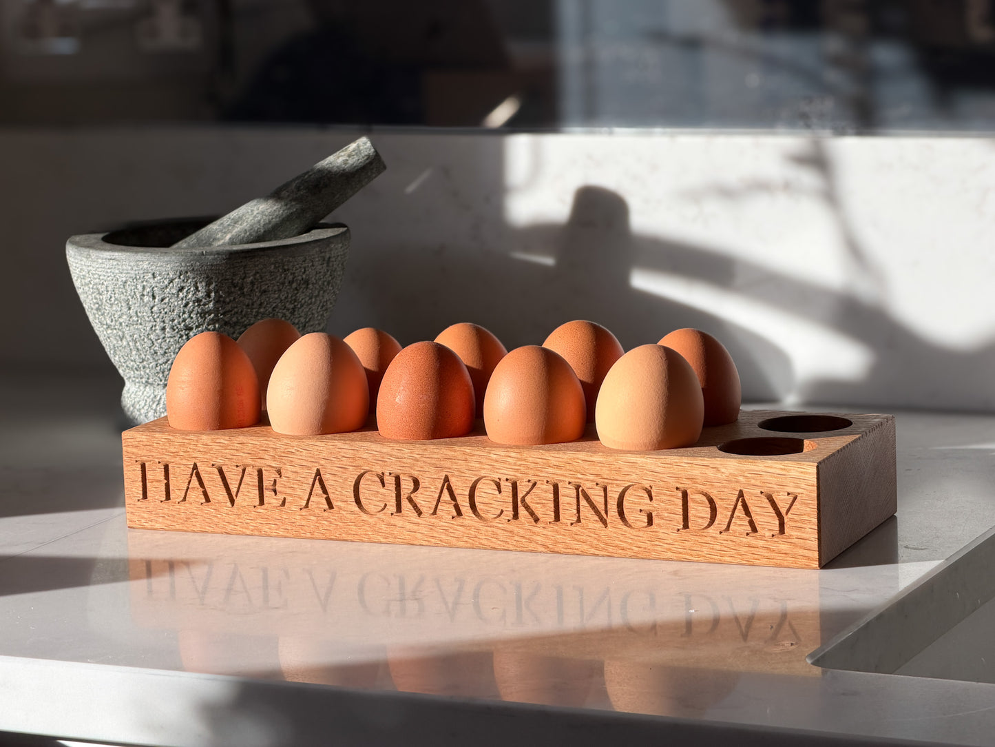 Solid Oak 12 Egg Holder – Personalised – UK Made