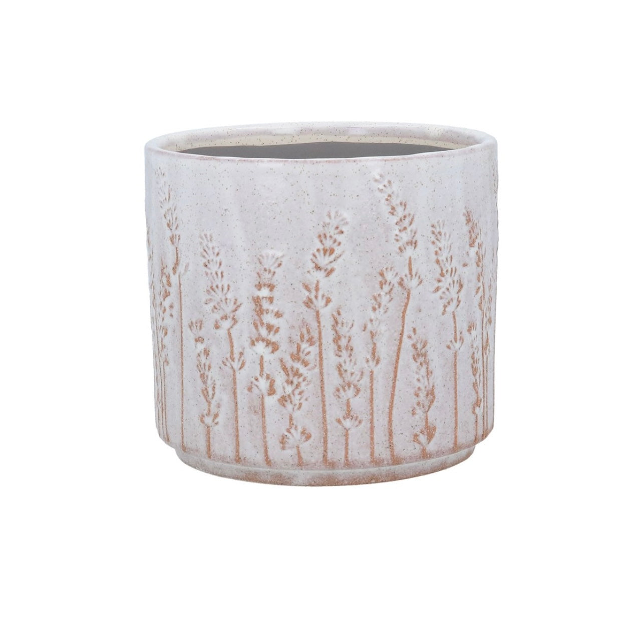 Stoneware Pot Cover - White Lavender