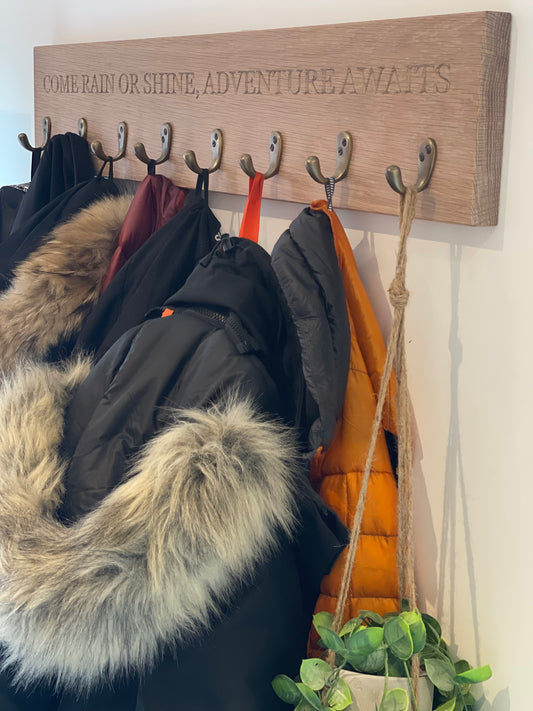 Solid Oak 8 Peg Coat Rack
