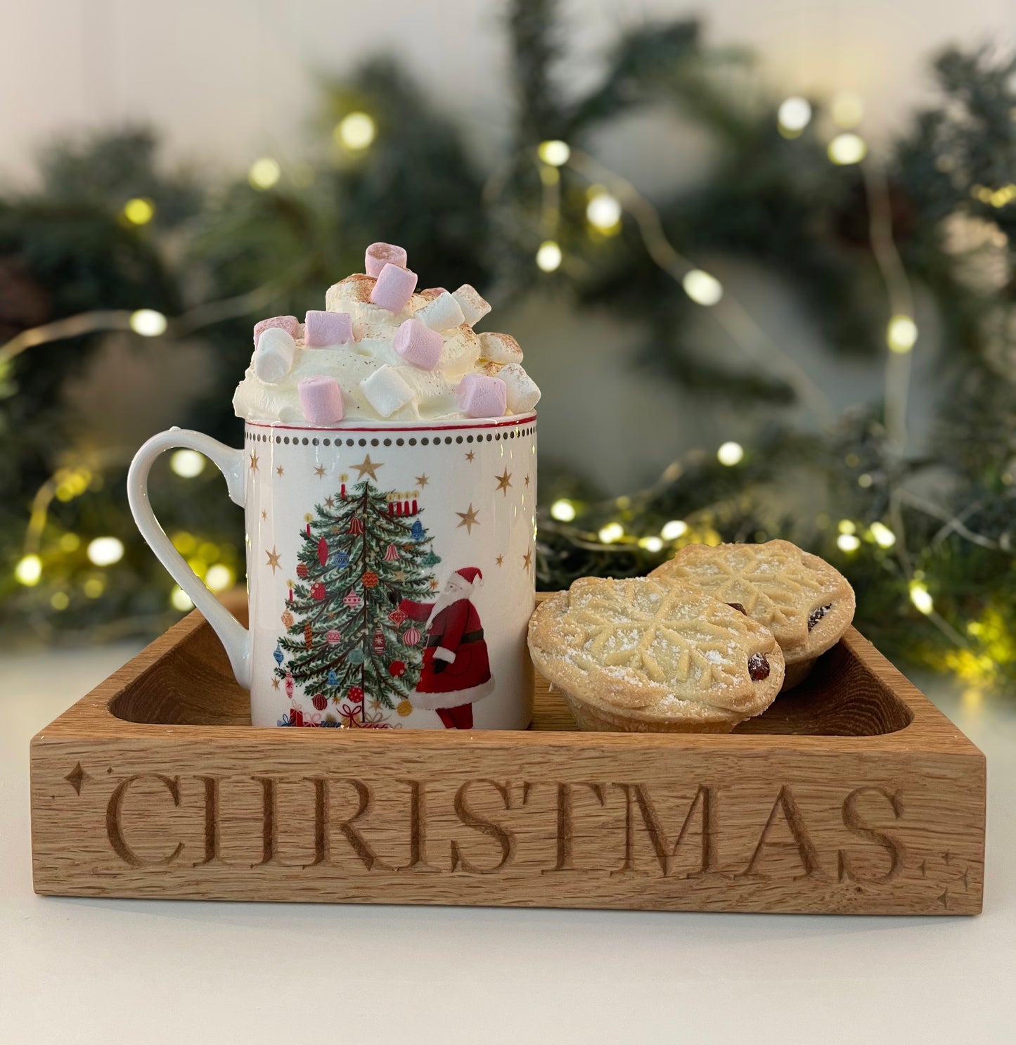 CHRISTMAS Small Oak Tray