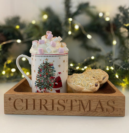 CHRISTMAS Small Oak Tray