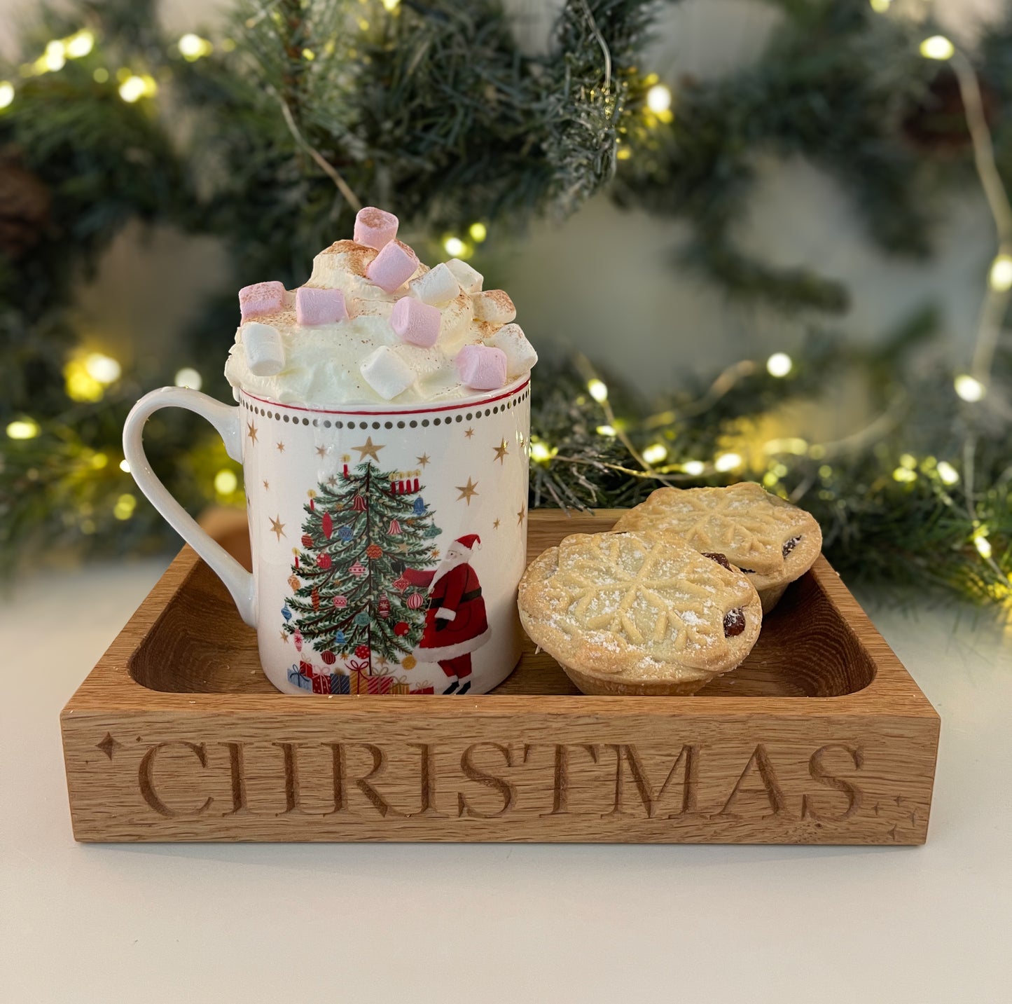 CHRISTMAS Small Oak Tray