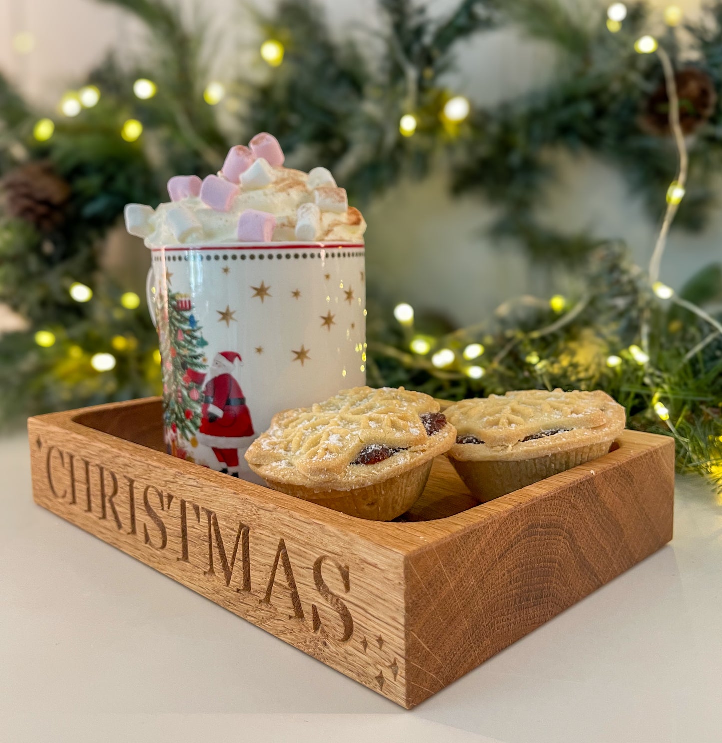 CHRISTMAS Small Oak Tray