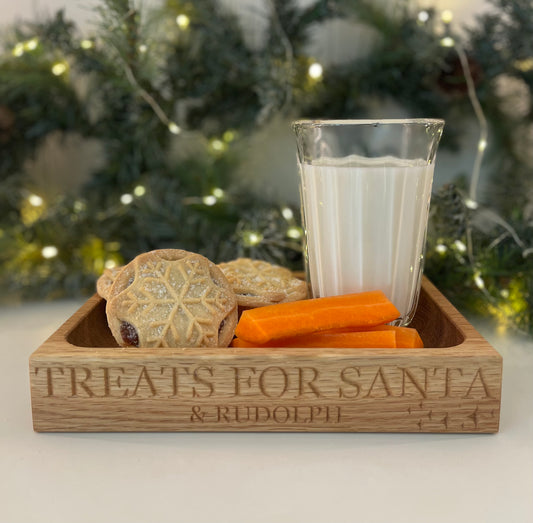 TREATS FOR SANTA & RUDOLPH Small Oak Tray