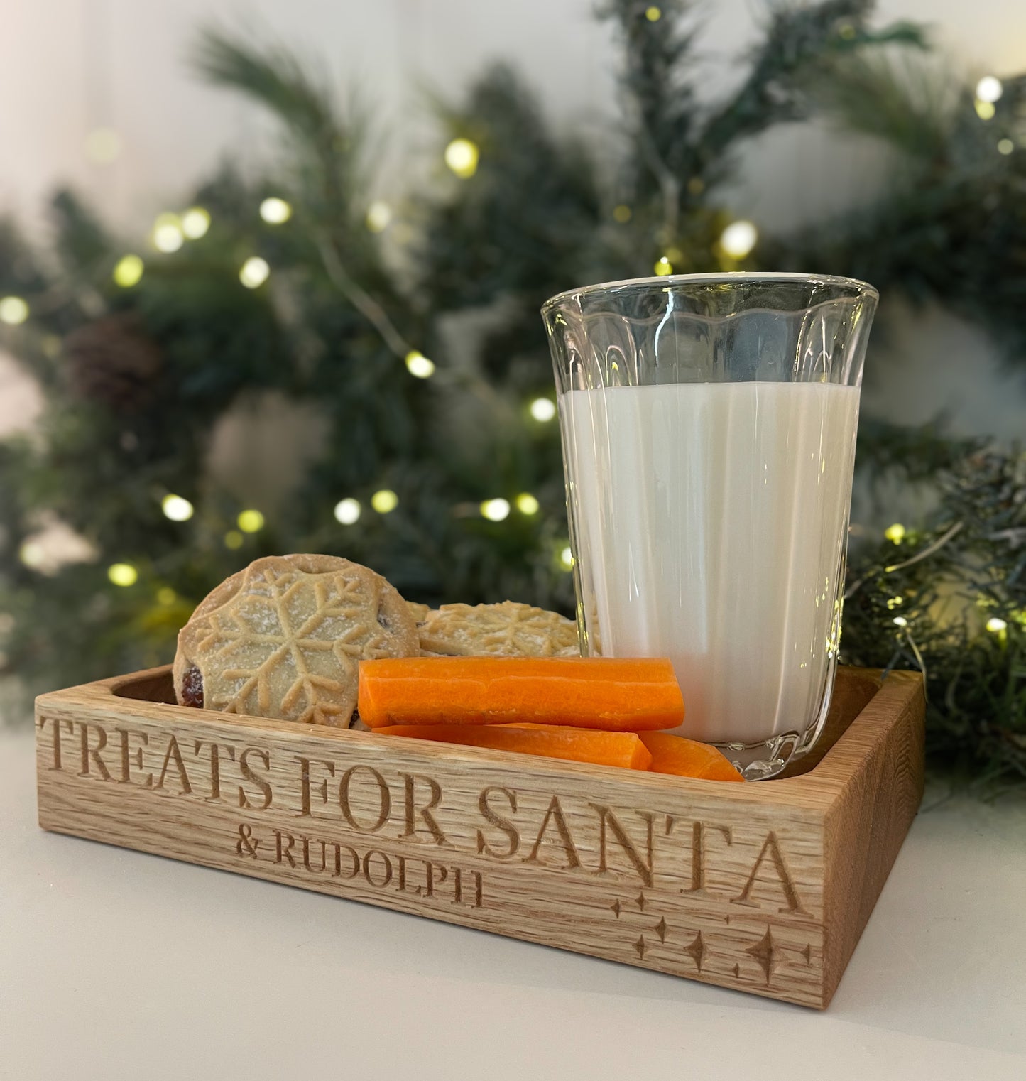TREATS FOR SANTA & RUDOLPH Small Oak Tray